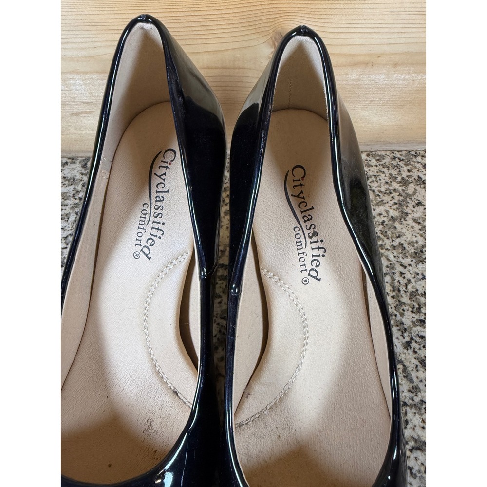 Cityclassified Black Patent Pointed Toe Comfort Pumps Stiletto Heels Womens 8 - Picture 2 of 6